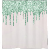 *~* Roze koraal druppelaar Mint GLITTER AP7 Douchegordijn (Voorkant)