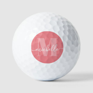Roze koraal Elegant Modern Monogram Golf Balls Golfballen