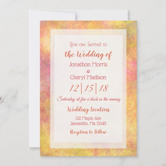 Roze, koraal en Oranje Abstracte bubels bruiloft Kaart (Voorkant)