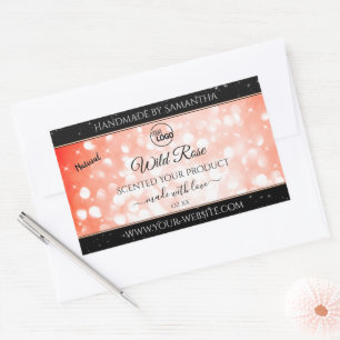 Roze koraal Glitter Logo Verpakkingslabels Rechthoekige Sticker