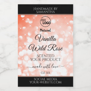 Roze koraal Glitter Logo Verpakkingslabels Voedselcontainer Etiket