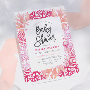 Roze Koraal & Kwallen Nautilus Meisje Baby Borrel Kaart