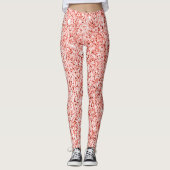Roze koraal licht pastel sparkles glitter leggings (Voorkant)