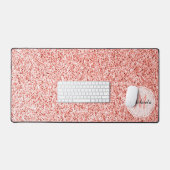 Roze koraal licht pastel sparkles Monogram Bureaumat (Keyboard & Muis)