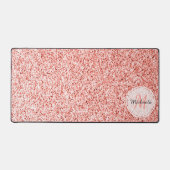 Roze koraal licht pastel sparkles Monogram Bureaumat (Voorkant)