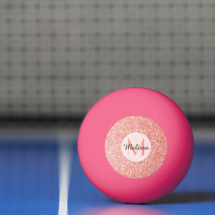 Roze koraal licht pastel sparkles Monogram Pingpongballen