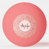 Roze koraal licht pastel sparkles Monogram Pingpongballen (Voorkant)