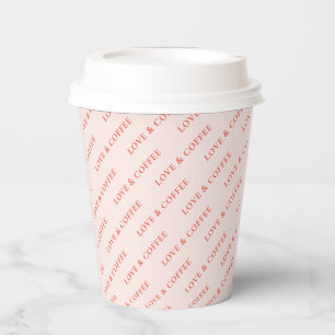 Roze & Koraal Minimale Aangepaste Tekst Patroon Papieren Bekers