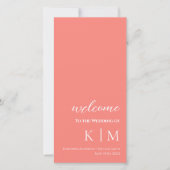 Roze Koraal-Modern- Monogram-Huwelijksprogramma- (Voorkant)