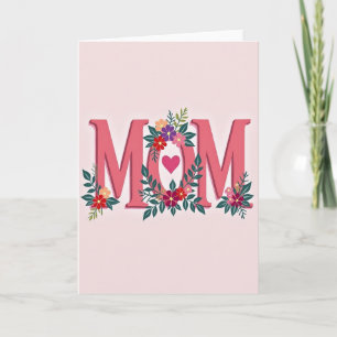 Roze Koraal Moeder Lettering Kaart