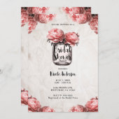 Roze Koraal Pioen Mason Jar Rustiek Vrijgezellenfe Kaart (Voorkant / Achterkant)