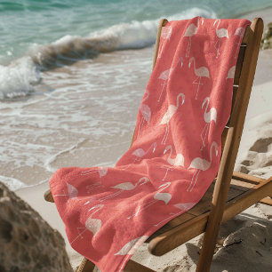 Roze Koraal Rode Flamingo Patroon Persoonlijk Strandlaken