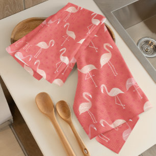 Roze Koraal Rode Flamingo Patroon Persoonlijk Theedoek
