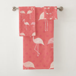 Roze koraal rood flamingo naadloos patroon bad handdoek