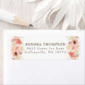 Roze koraal Roos en goudbladeren Etiket (Insitu)