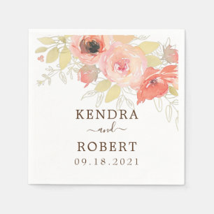 Roze Koraal Roze Gouden Bladeren Bloemige Trouw Br Servet