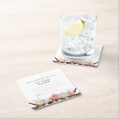 Roze Koraal Zee Schelpen Parels Zeesterren Drijfh Vierkante Kartonnen Onderzetter (Insitu)