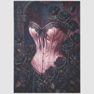 Roze korset Zwarte Rozen Decoupage Tissuepapier