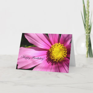 Roze Kosmos Bloem Gelukkige Verjaardag Kaart