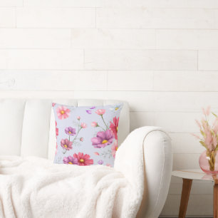 Roze Kosmos Bloem Patroon Kussen