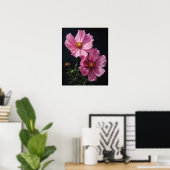 Roze Kosmos Bloemen Art Print Poster (Thuiskantoor)
