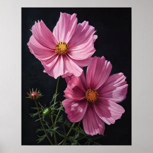 Roze Kosmos Bloemen Art Print Poster