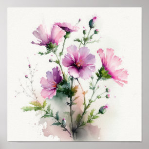 Roze Kosmos Bloemen Art Print Poster