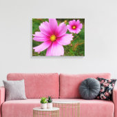 Roze kosmos bloemen canvas afdruk (Insitu (Woonkamer))