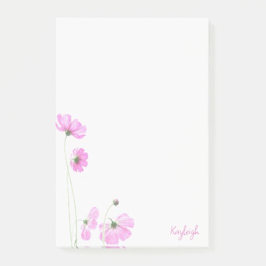 Roze Kosmos Bloemen Post-it® Notes (Voorkant)
