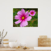 Roze kosmos bloemen poster (Keuken)
