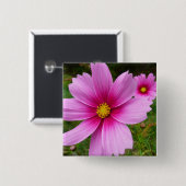 Roze kosmos bloemen vierkante button 5,1 cm (Voorkant /achterkant)
