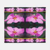 Roze Kosmos Bloemspiegelpatroon Fleece Deken (Voorkant (Horizontaal))