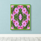 Roze Kosmos Daisy Flowers Abstracte Natuur Canvas Afdruk (Insitu (Houten vloer))