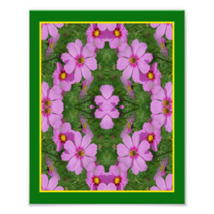 Roze Kosmos Daisy Flowers Mirror Abstract 8x10 Foto Afdruk