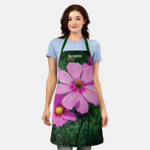 Roze kosmos Flowers, gepersonaliseerd Schort