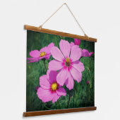 Roze kosmos Flowers Hangend Wandkleed (Gebogen)