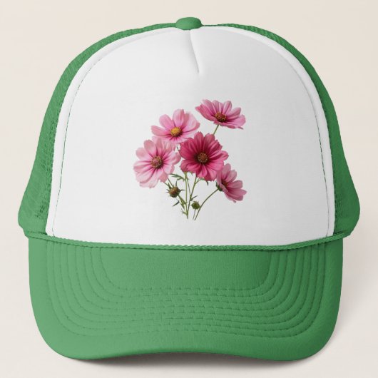 Roze kosmos Flowers Trucker Pet (Voorkant)