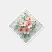 Roze Kosmos Trouwbloemen op kant Servet (Hoek)