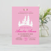 Roze Kraai Prinses 1e verjaardagsfeestje Kaart (Staand voorkant)