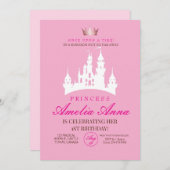 Roze Kraai Prinses 1e verjaardagsfeestje Kaart (Voorkant / Achterkant)