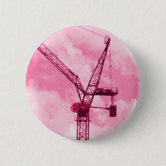 Roze kraan ronde button 5,7 cm (Voorkant)