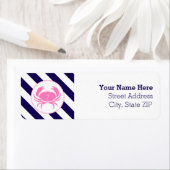 Roze krab nautische verjaardag adreslabel etiket (Insitu)