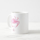 Roze krab strand hout ontwerp koffiemok (Voorkant links)