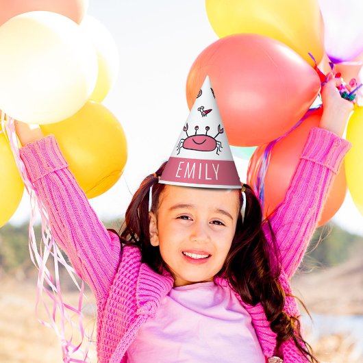 Roze krab Zee Dierlijke benaming Birthday Feesthoedjes