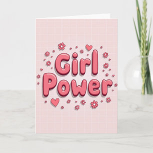 Roze Krachtige Meisjes Power Kaart