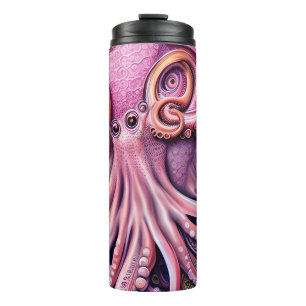 Roze Kraken Octopus Tentacles Thermosbeker