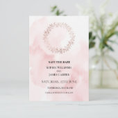 Roze Krans Bruiloft Save The Date (Staand voorkant)