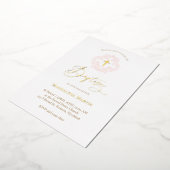 roze krans Doop Folie Uitnodiging (Gedraaid)