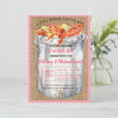 Roze kreeften Baby shower uitnodiging (Staand voorkant)