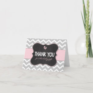 Roze Krijtbord meisje baby shower dank u notities